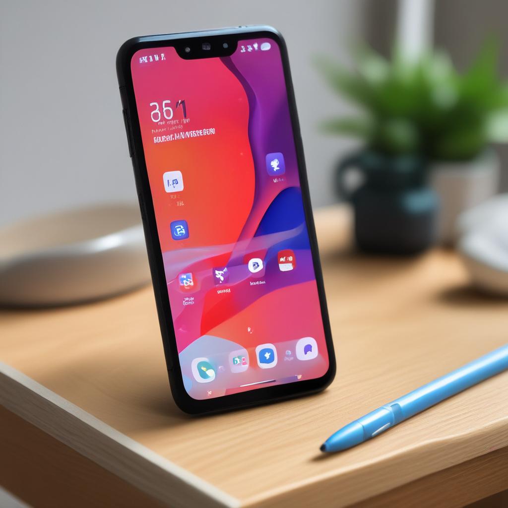 Close-up of a modern Xiaomi Redmi Note 13 Pro Max on a tech desk, highlighting its sleek design and advanced screen.